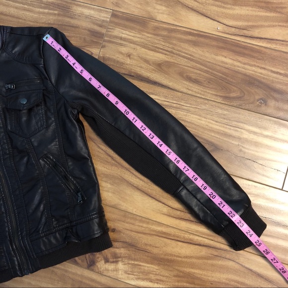 Dark Brown Faux-Leather Bomber Jacket - Picture 12 of 16